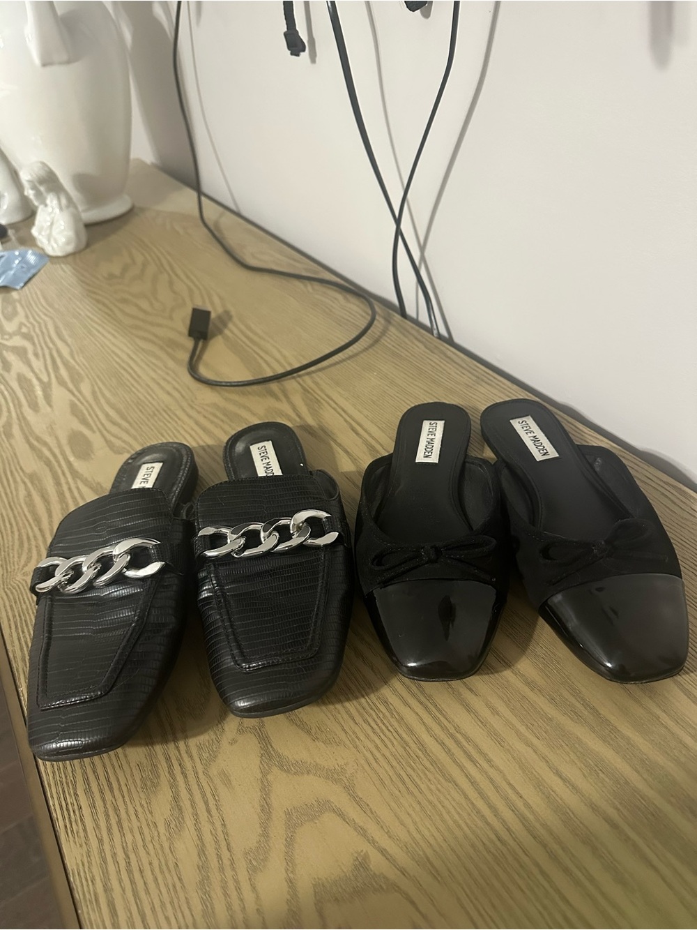 Steve Madden 2 pairs of slip on mules flats Size 7.5 women’s
